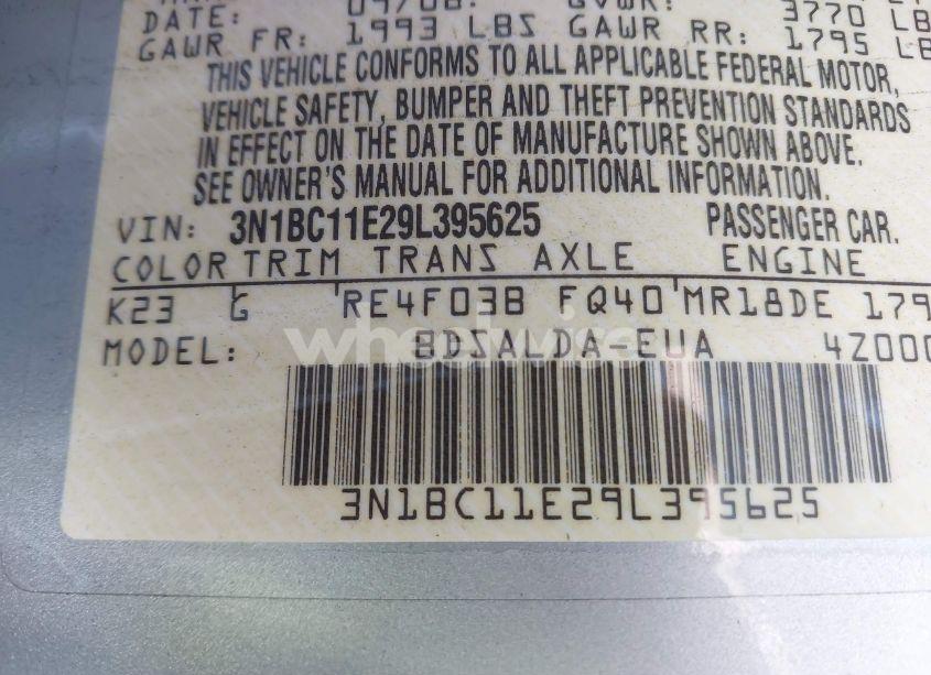 Photo 9 of 2009 Nissan Versa 1.8S (VIN 3N1BC11E29L395625)