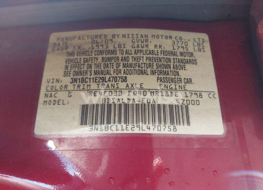 Photo 9 of 2009 Nissan Versa 1.8S (VIN 3N1BC11E29L470758)