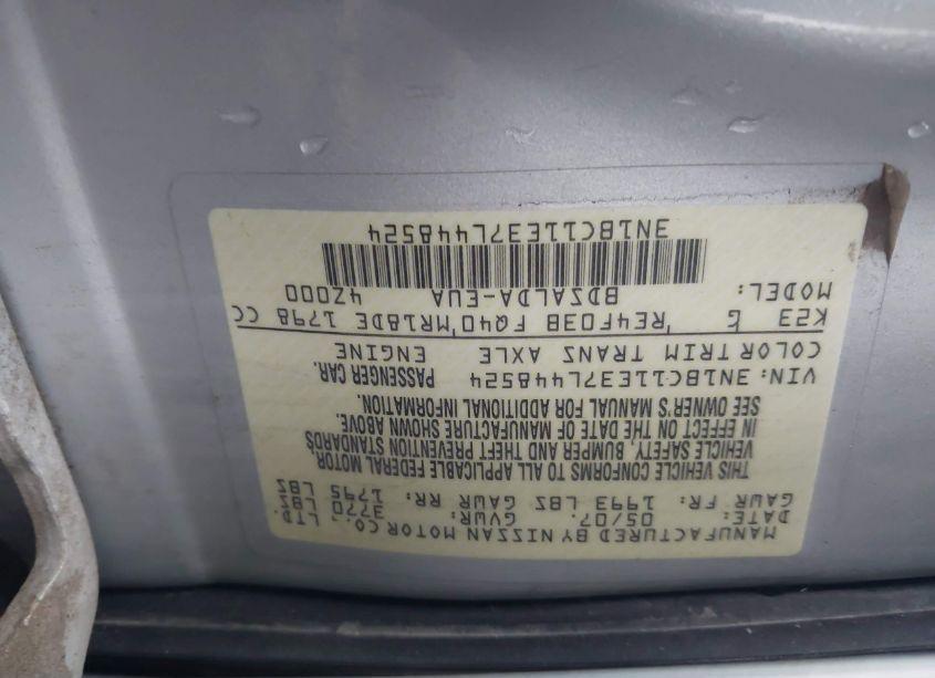 Photo 9 of 2007 Nissan Versa 1.8S (VIN 3N1BC11E37L448524)