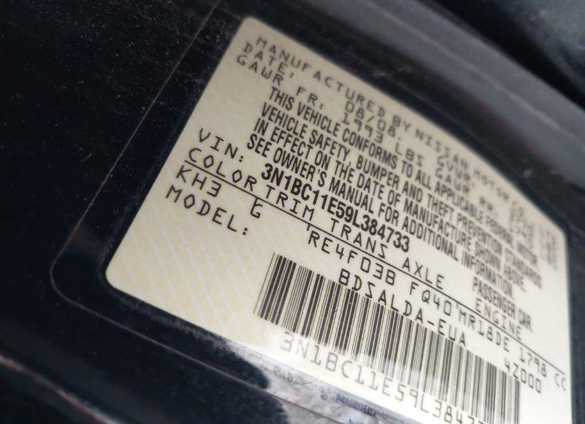 Photo 9 of 2009 Nissan Versa 1.8S (VIN 3N1BC11E59L384733)