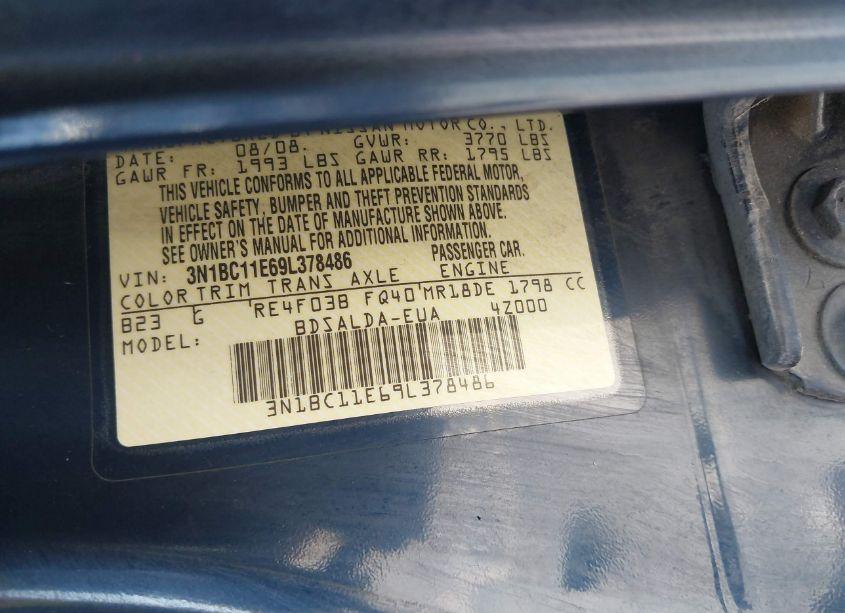 Photo 9 of 2009 Nissan Versa 1.8S (VIN 3N1BC11E69L378486)