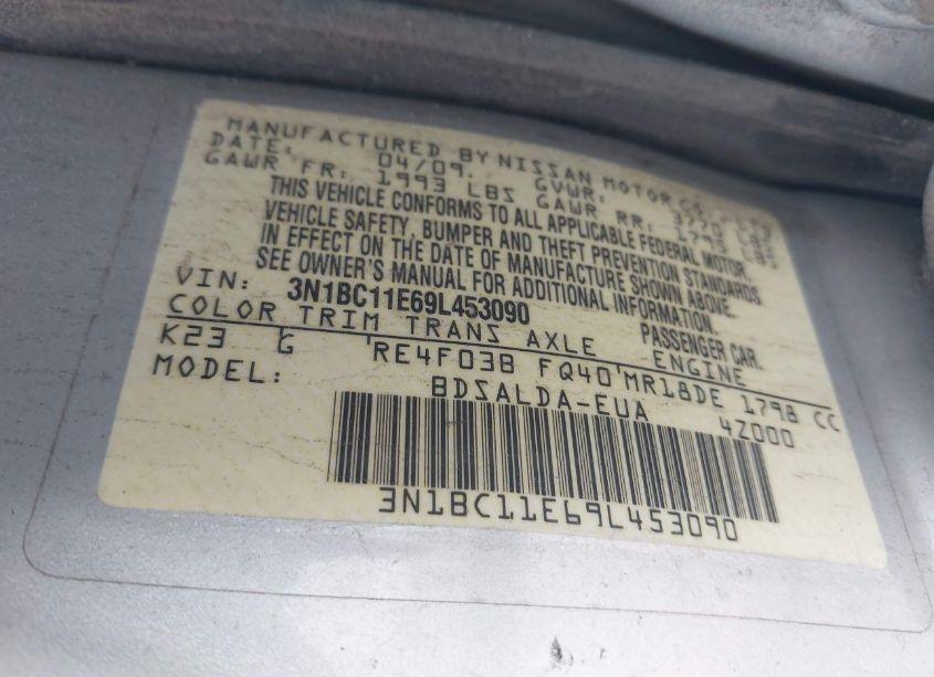 Photo 9 of 2009 Nissan Versa 1.8S (VIN 3N1BC11E69L453090)