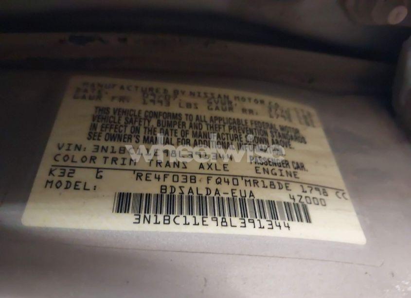 Photo 9 of 2008 Nissan Versa 1.8S (VIN 3N1BC11E98L391344)