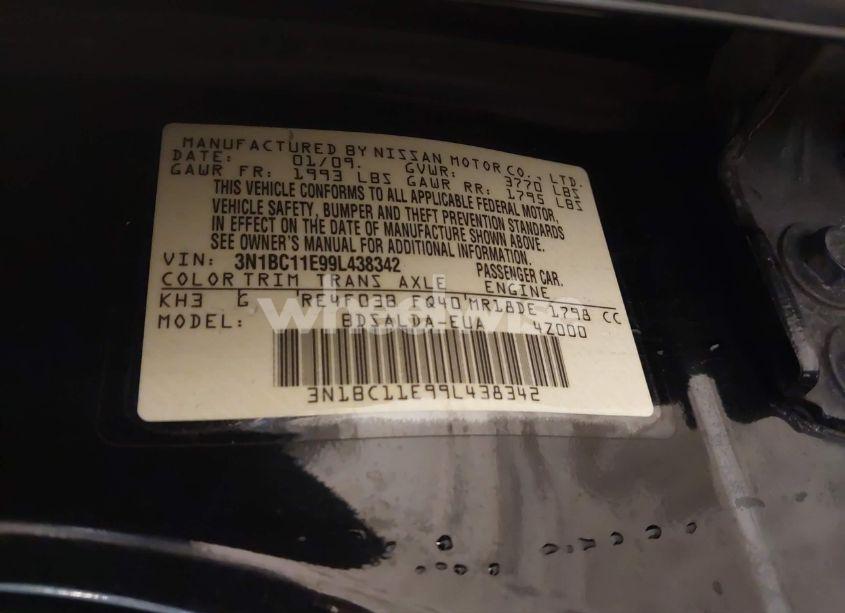 Photo 9 of 2009 Nissan Versa 1.8S (VIN 3N1BC11E99L438342)