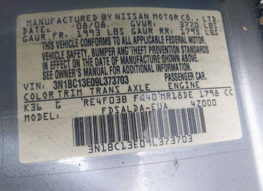 Photo 9 of 2009 Nissan Versa 1.8S (VIN 3N1BC13E09L373703)