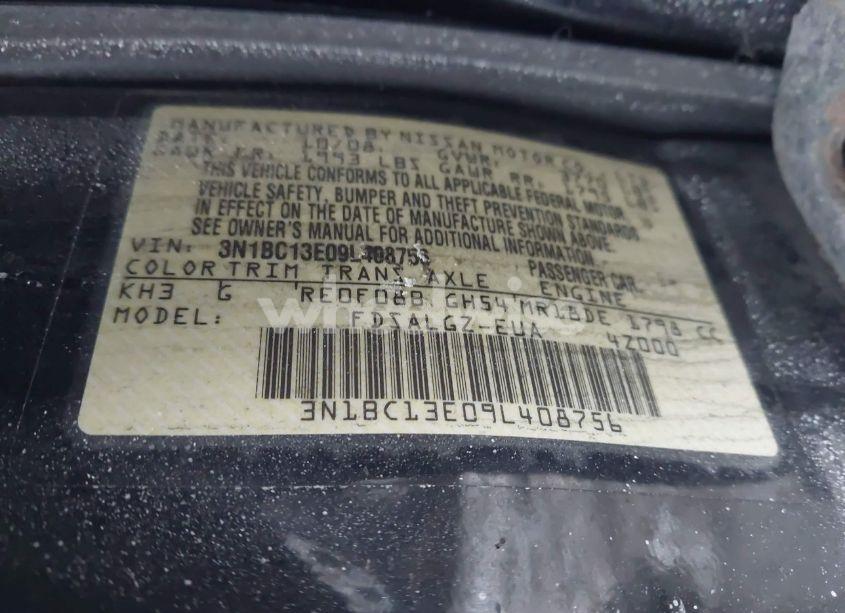 Photo 9 of 2009 Nissan Versa 1.8SL (VIN 3N1BC13E09L408756)