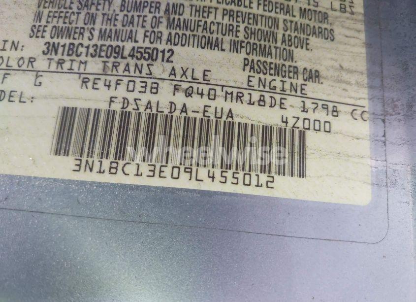 Photo 9 of 2009 Nissan Versa 1.8S (VIN 3N1BC13E09L455012)