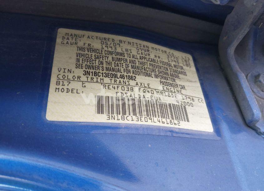 Photo 9 of 2009 Nissan Versa 1.8S (VIN 3N1BC13E09L461862)