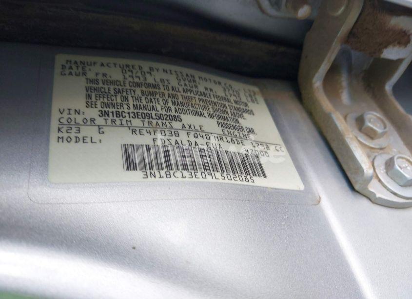 Photo 9 of 2009 Nissan Versa 1.8S (VIN 3N1BC13E09L502085)