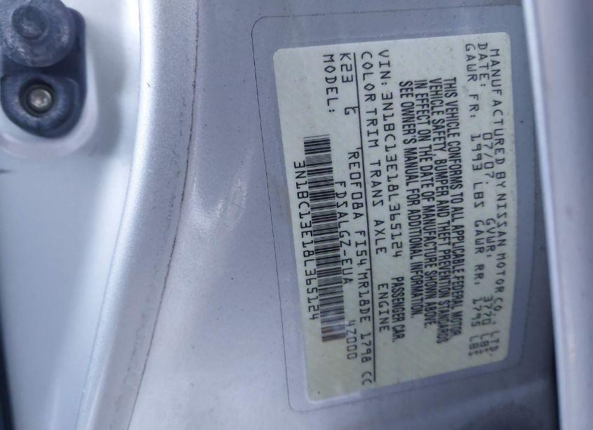 Photo 9 of 2008 Nissan Versa 1.8SL (VIN 3N1BC13E18L365124)