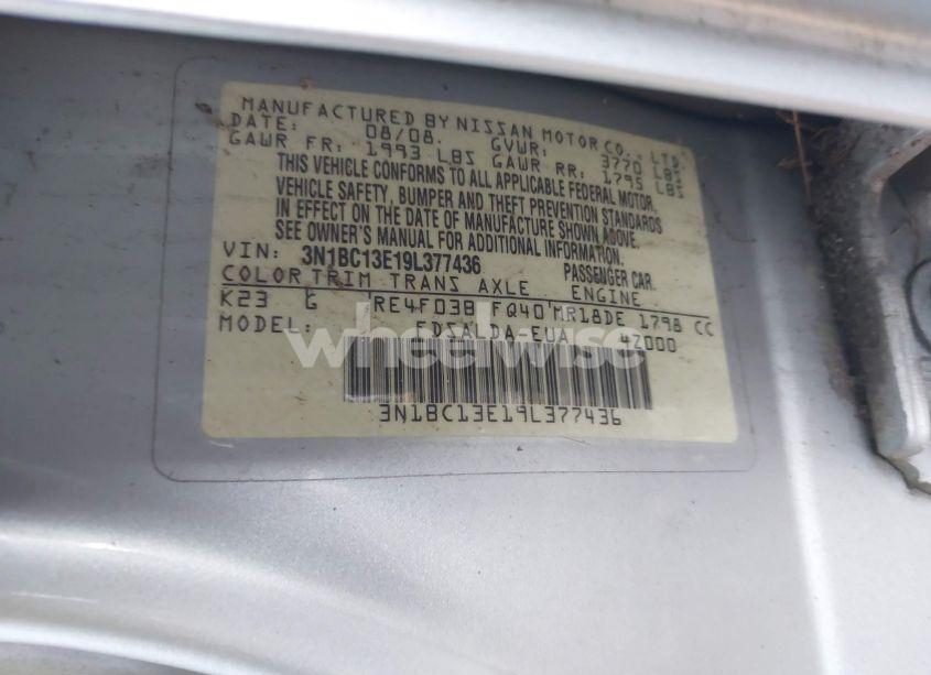 Photo 9 of 2009 Nissan Versa 1.8S (VIN 3N1BC13E19L377436)