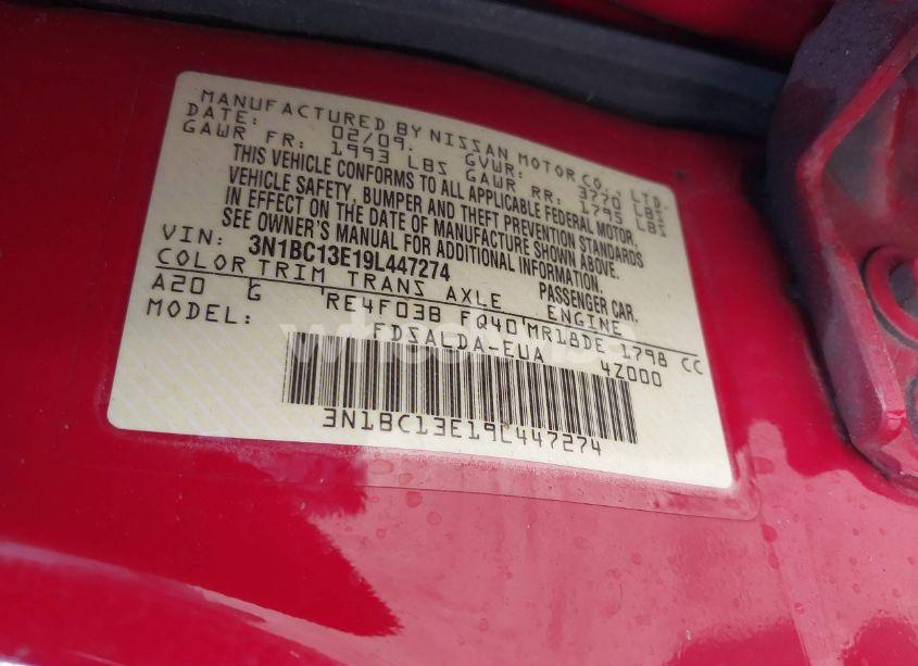 Photo 9 of 2009 Nissan Versa 1.8S (VIN 3N1BC13E19L447274)