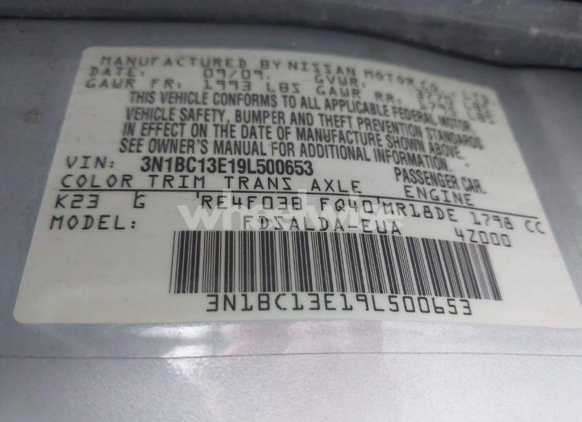 Photo 9 of 2009 Nissan Versa 1.8S (VIN 3N1BC13E19L500653)