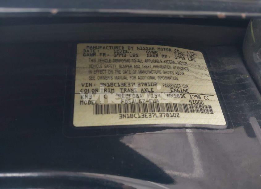 Photo 9 of 2007 Nissan Versa 1.8SL (VIN 3N1BC13E37L378102)