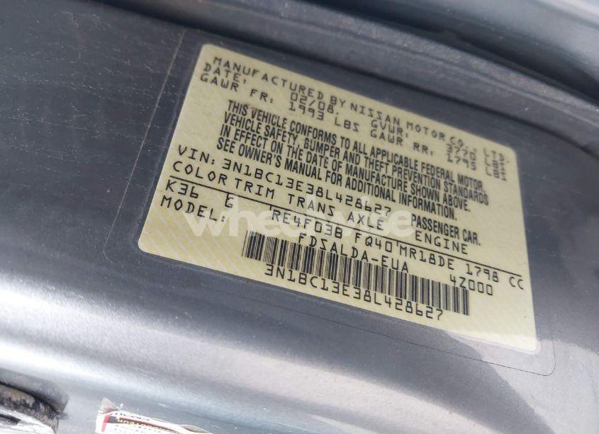 Photo 9 of 2008 Nissan Versa 1.8S (VIN 3N1BC13E38L428627)