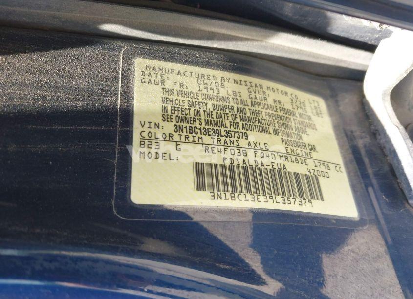 Photo 9 of 2009 Nissan Versa 1.8S (VIN 3N1BC13E39L357379)