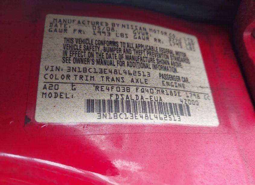 Photo 9 of 2008 Nissan Versa 1.8S (VIN 3N1BC13E48L462513)