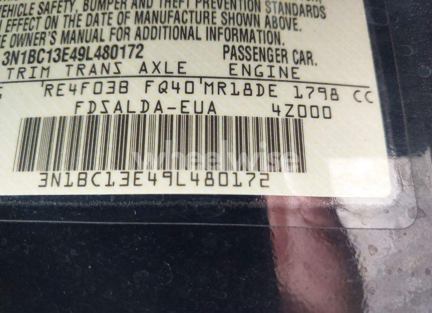 Photo 9 of 2009 Nissan Versa 1.8S (VIN 3N1BC13E49L480172)