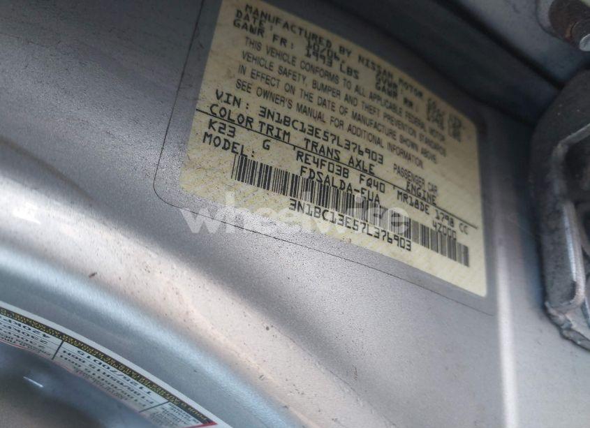 Photo 9 of 2007 Nissan Versa 1.8S (VIN 3N1BC13E57L376903)