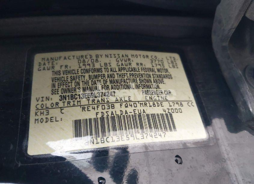 Photo 9 of 2009 Nissan Versa 1.8S (VIN 3N1BC13E59L374247)