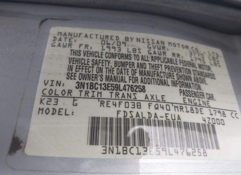 Photo 9 of 2009 Nissan Versa 1.8S (VIN 3N1BC13E59L476258)