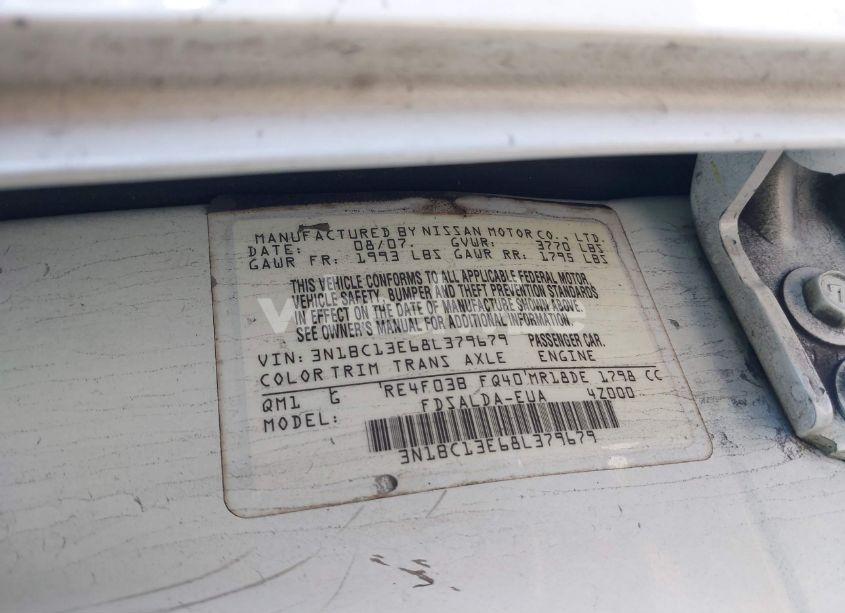 Photo 9 of 2008 Nissan Versa 1.8S (VIN 3N1BC13E68L379679)