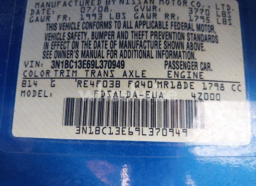 Photo 9 of 2009 Nissan Versa 1.8S (VIN 3N1BC13E69L370949)