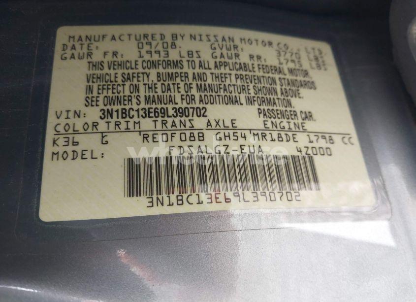 Photo 9 of 2009 Nissan Versa 1.8SL (VIN 3N1BC13E69L390702)