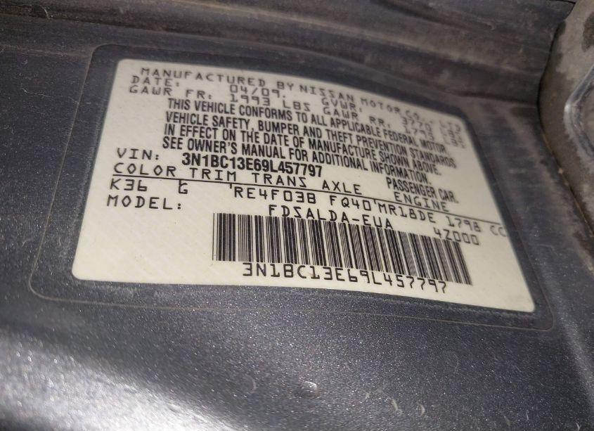 Photo 9 of 2009 Nissan Versa 1.8S (VIN 3N1BC13E69L457797)