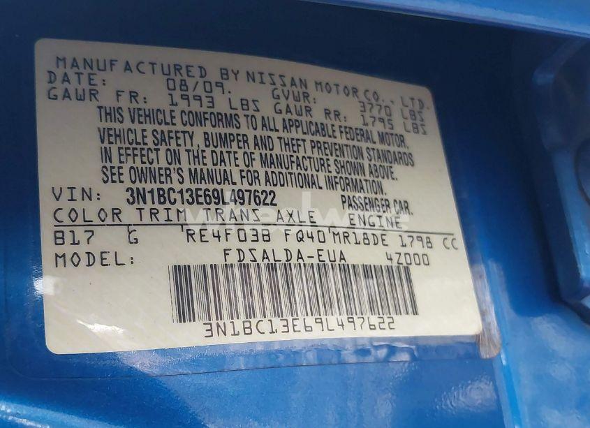 Photo 9 of 2009 Nissan Versa 1.8S (VIN 3N1BC13E69L497622)