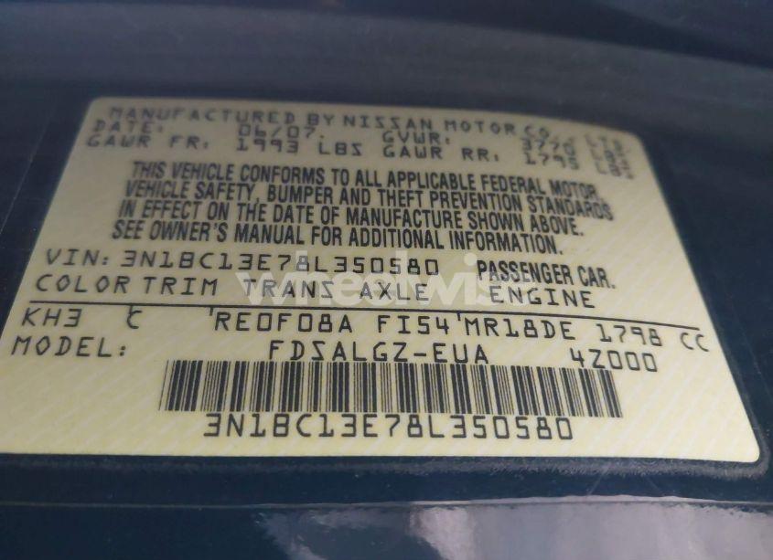 Photo 9 of 2008 Nissan Versa 1.8SL (VIN 3N1BC13E78L350580)