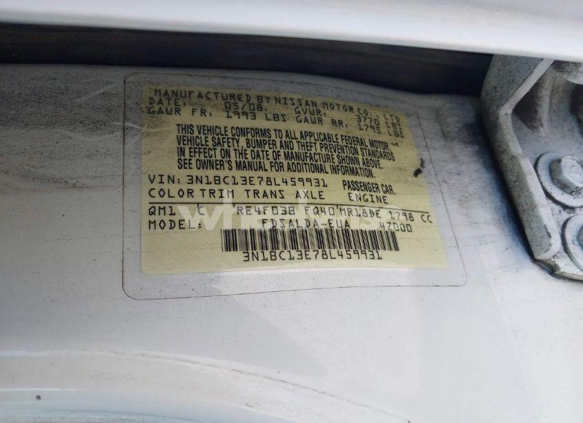 Photo 9 of 2008 Nissan Versa 1.8S (VIN 3N1BC13E78L459931)