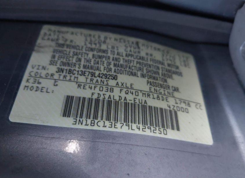 Photo 9 of 2009 Nissan Versa 1.8S (VIN 3N1BC13E79L429250)