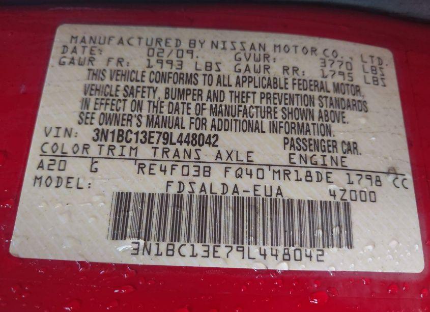 Photo 9 of 2009 Nissan Versa 1.8S (VIN 3N1BC13E79L448042)