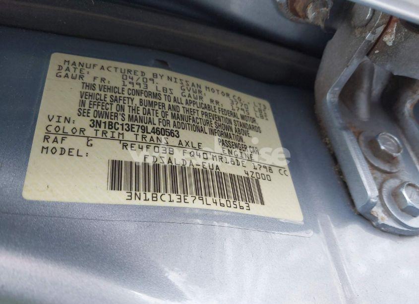 Photo 9 of 2009 Nissan Versa 1.8S (VIN 3N1BC13E79L460563)