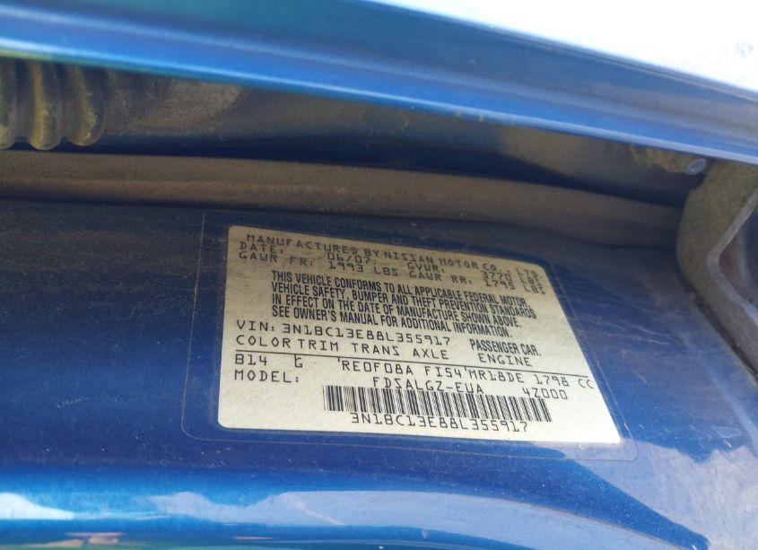 Photo 9 of 2008 Nissan Versa 1.8SL (VIN 3N1BC13E88L355917)