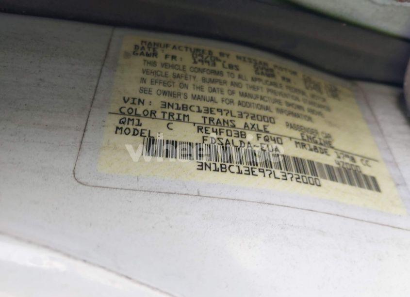 Photo 9 of 2007 Nissan Versa 1.8S (VIN 3N1BC13E97L372000)