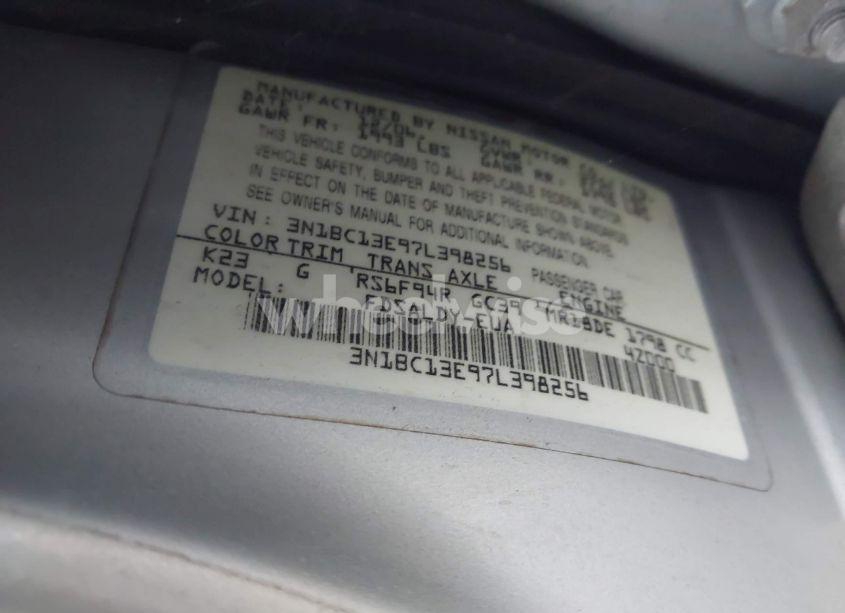 Photo 9 of 2007 Nissan Versa 1.8S (VIN 3N1BC13E97L398256)