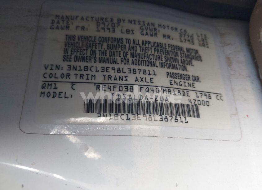 Photo 9 of 2008 Nissan Versa 1.8S (VIN 3N1BC13E98L387811)