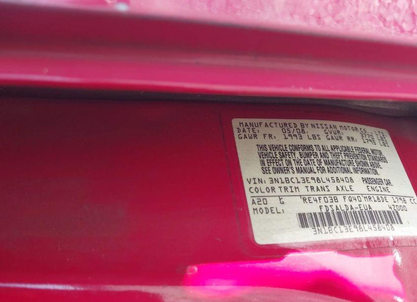 Photo 9 of 2008 Nissan Versa 1.8S (VIN 3N1BC13E98L458408)