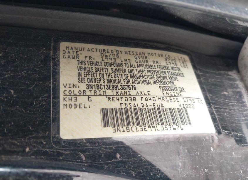 Photo 9 of 2009 Nissan Versa 1.8S (VIN 3N1BC13E99L357676)