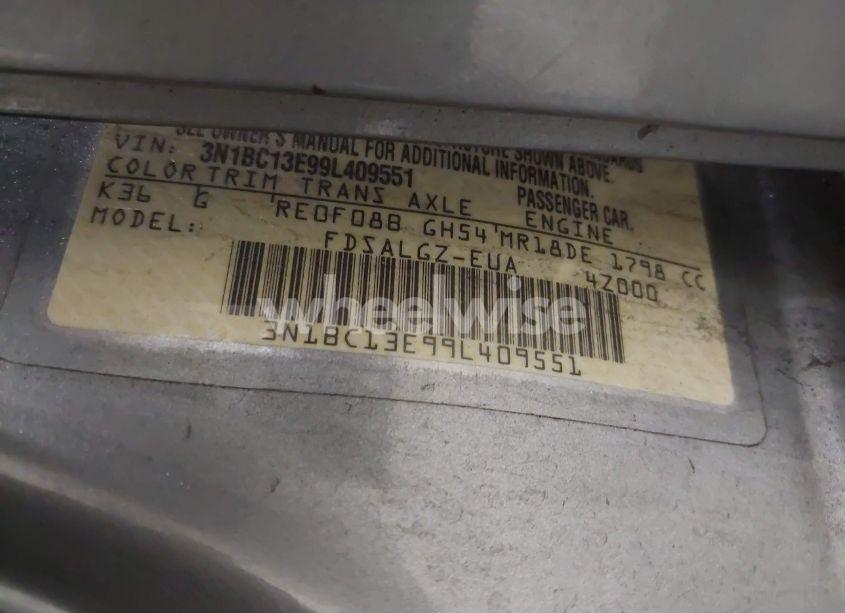 Photo 9 of 2009 Nissan Versa 1.8SL (VIN 3N1BC13E99L409551)