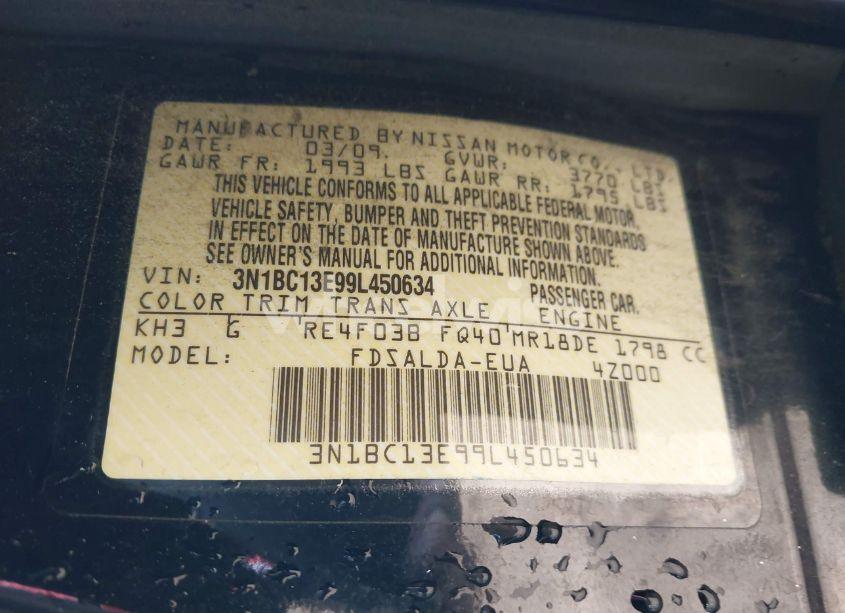 Photo 9 of 2009 Nissan Versa 1.8S (VIN 3N1BC13E99L450634)