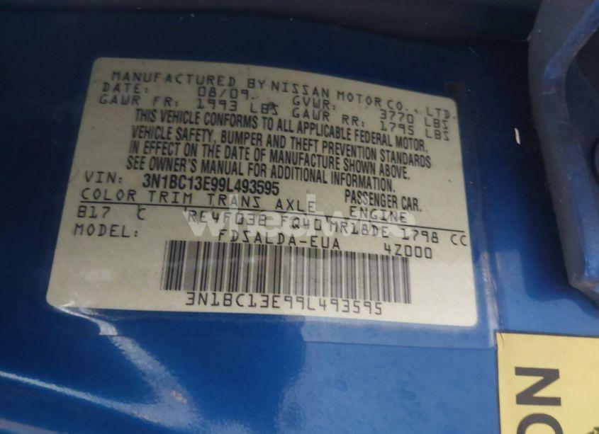 Photo 9 of 2009 Nissan Versa 1.8S (VIN 3N1BC13E99L493595)