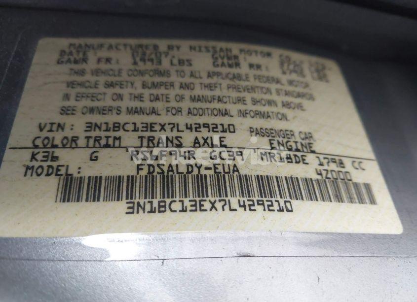 Photo 9 of 2007 Nissan Versa 1.8S (VIN 3N1BC13EX7L429210)