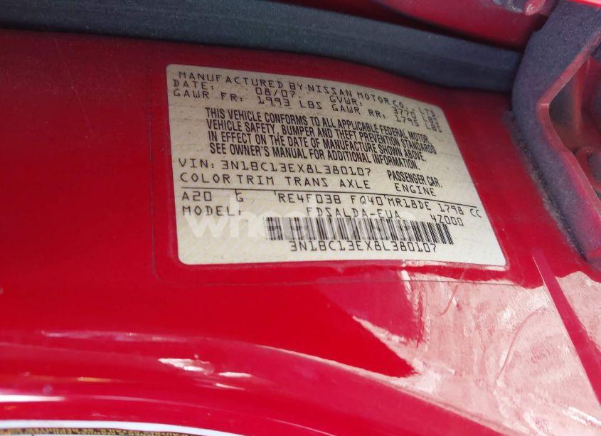 Photo 9 of 2008 Nissan Versa 1.8S (VIN 3N1BC13EX8L380107)