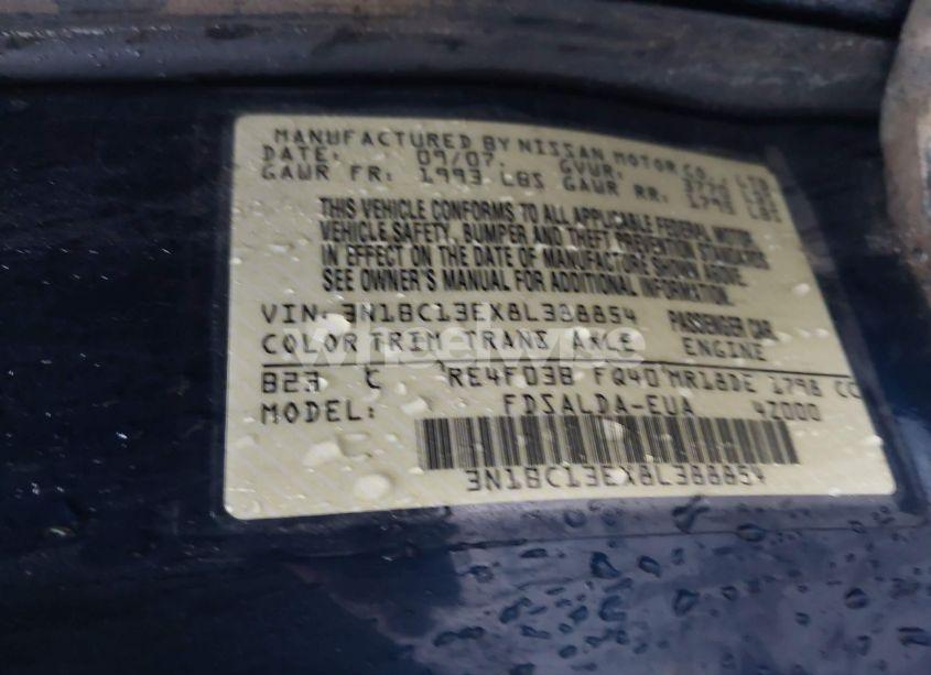 Photo 9 of 2008 Nissan Versa 1.8S (VIN 3N1BC13EX8L388854)