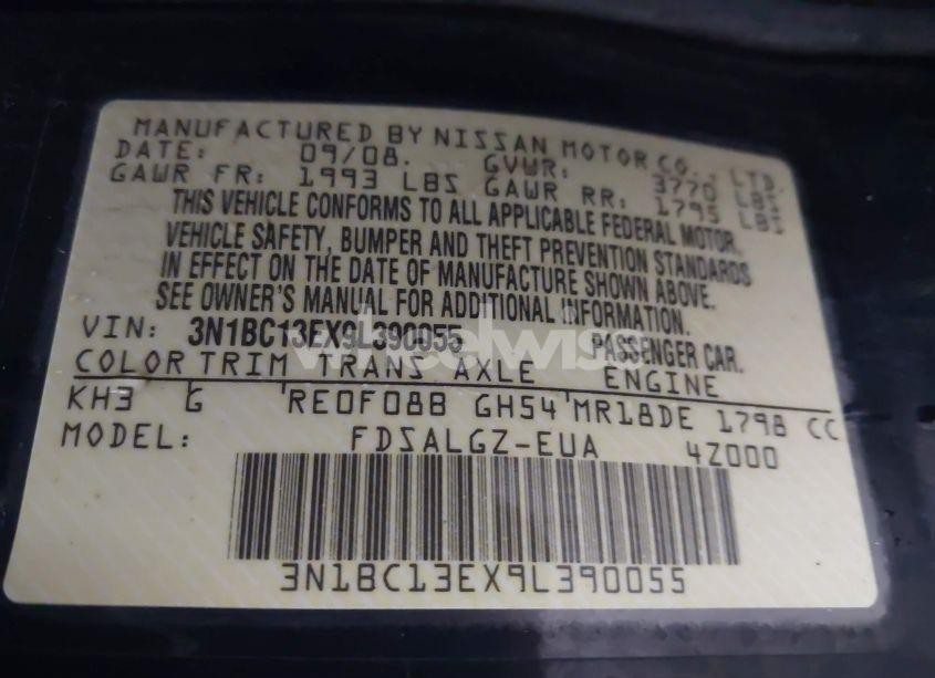 Photo 9 of 2009 Nissan Versa 1.8SL (VIN 3N1BC13EX9L390055)