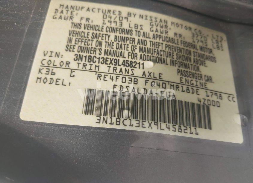 Photo 9 of 2009 Nissan Versa 1.8S (VIN 3N1BC13EX9L458211)