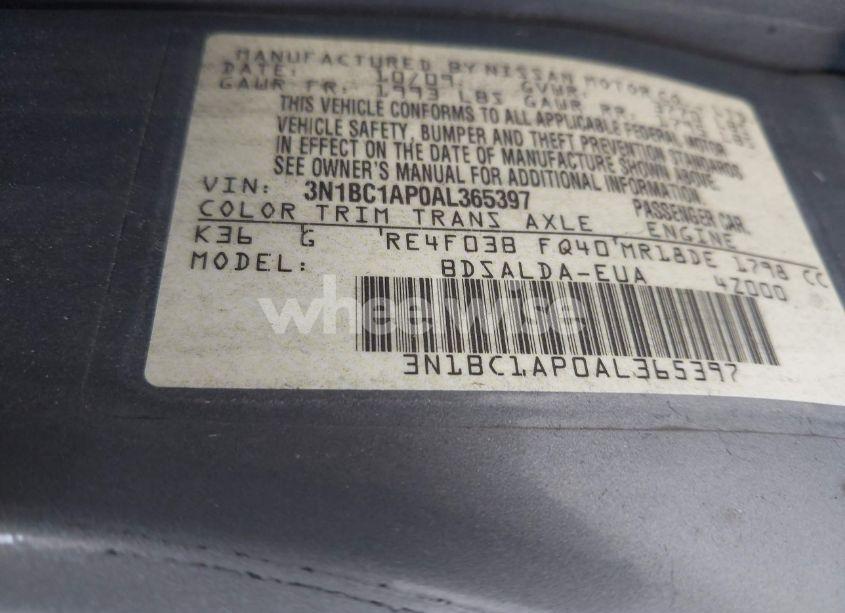 Photo 9 of 2010 Nissan Versa 1.8S (VIN 3N1BC1AP0AL365397)